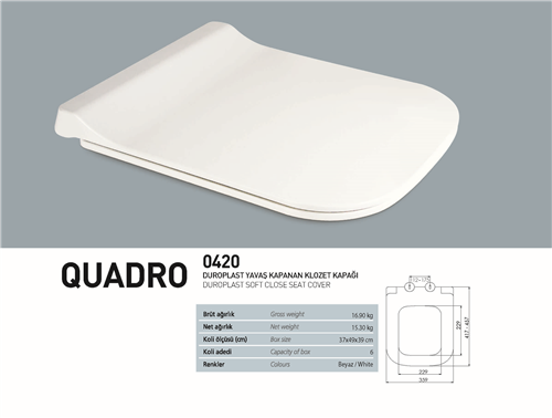 NKP QUADRO YAVAŞ KAPANAN KLOZET KAPAK (DUROPLAST)  (6pcs)